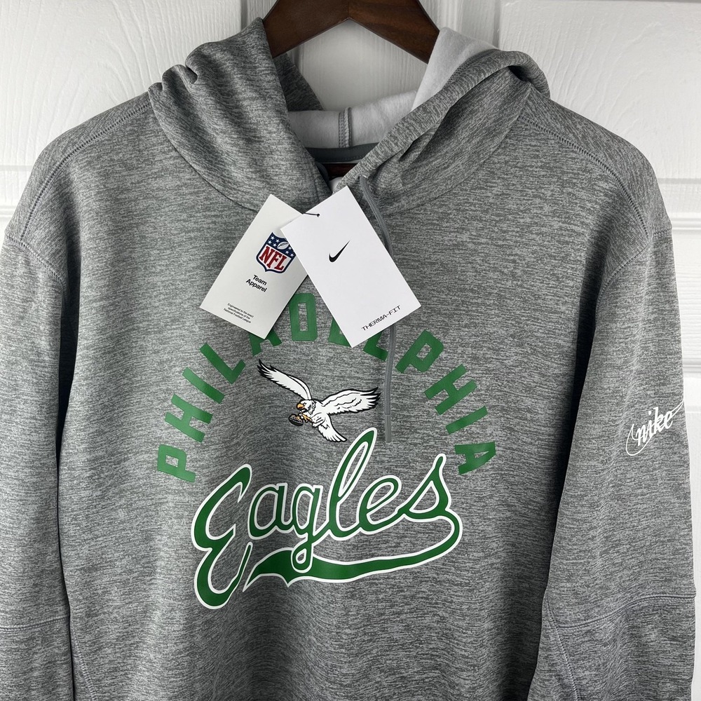 Philadelphia Eagles Nike Hoodie Mens Large Gray NFL Retro Logo Sweatshirt NEW